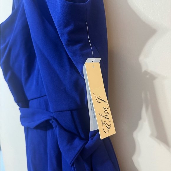 Eliza J Royal Blue Criss Cross Halter Jumpsuit NWT Tie Waist Wide Leg - Picture 4 of 8